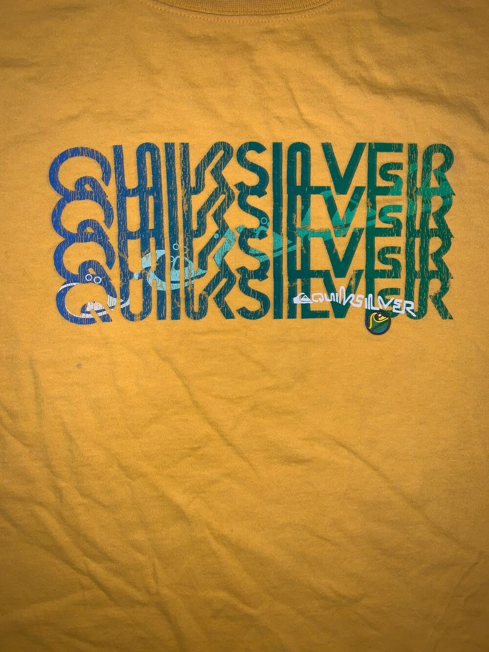 Vintage Quiksilver Graphic T Shirt XL Yellow Surf Skate